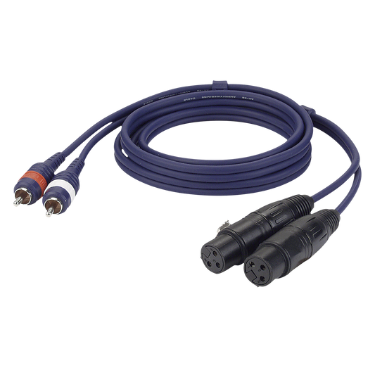 Linjekabel 2 × RCA hane V/H till 2 × XLR 3-polig hona, 1,5 m