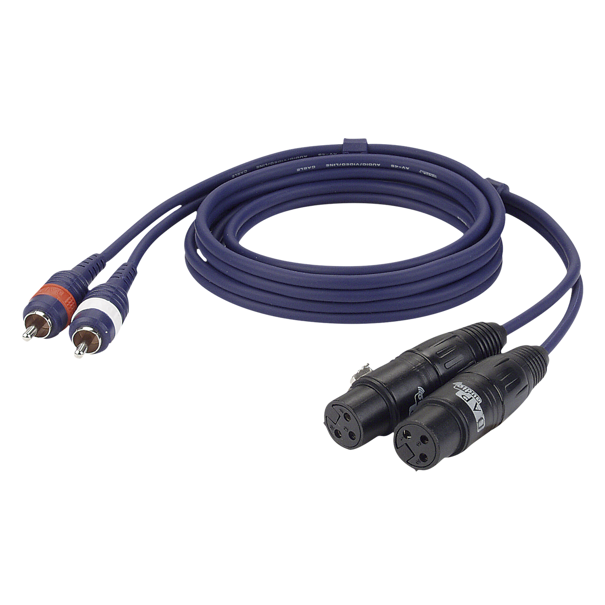 Linjekabel 2 × RCA hane V/H till 2 × XLR 3-polig hona, 3 m