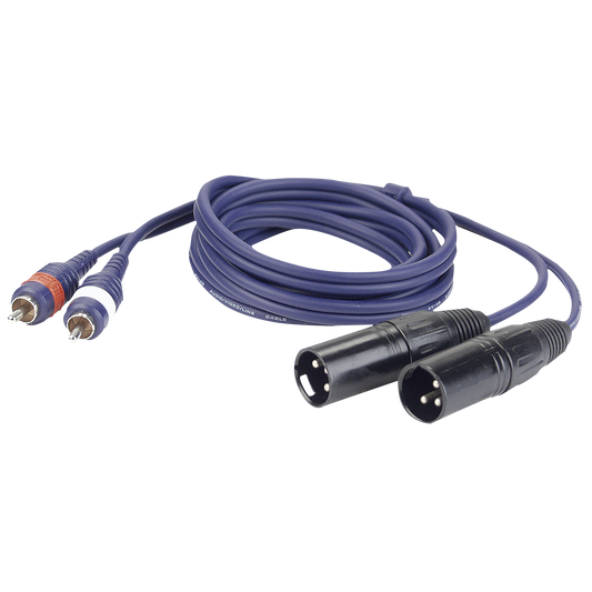 Linjekabel 2 × RCA hane V/H till 2 × XLR 3-polig hane, 1,5 m