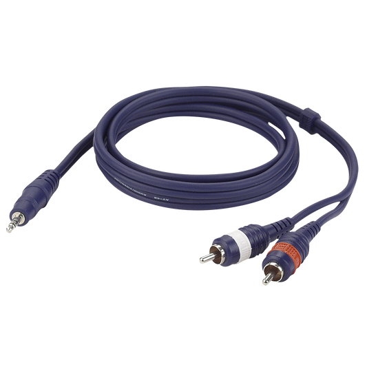 Y-kabel miniteleplugg stereo till 2 × RCA hane V/H, 1,5 m