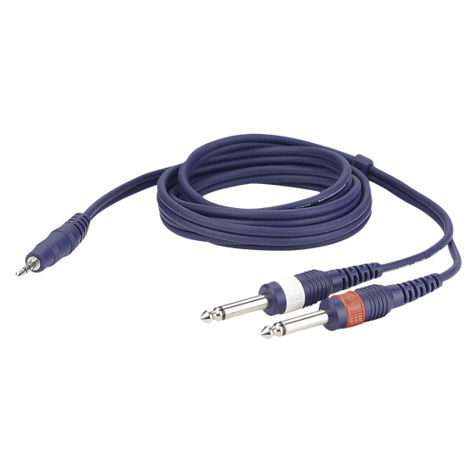 Y-kabel miniteleplugg stereo till 2 × teleplugg mono V/H, 3 m
