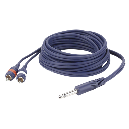 Y-kabel teleplugg mono till 2 × RCA hane V/H, 1,5 m