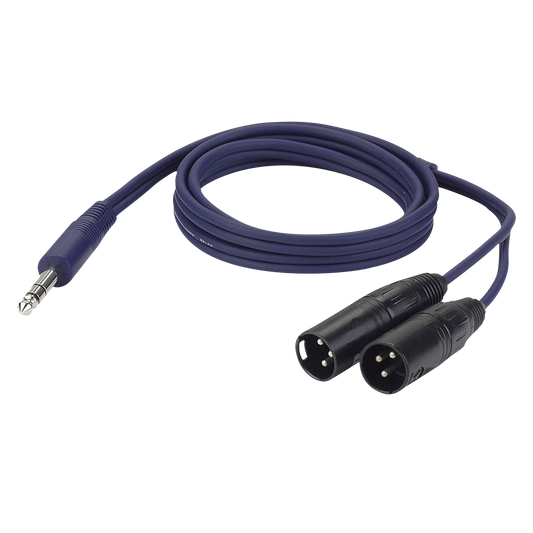 Y-kabel 2 × balanserad XLR 3-polig hane till teleplugg stereo, 1,5 m