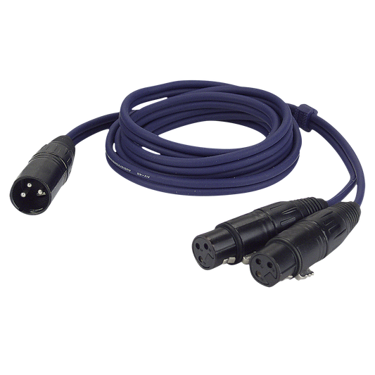 Y-kabel balanserad XLR 3-polig hane till 2 × XLR 3-polig hona, 1,5 m