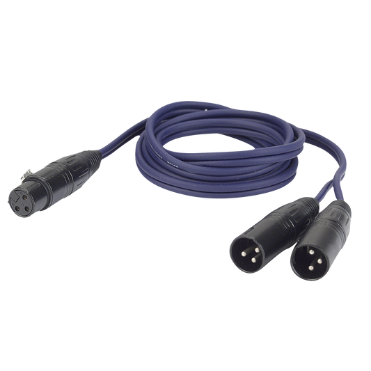 Y-kabel balanserad XLR 3-polig hona till 2 × XLR 3-polig hane, 1,5 m