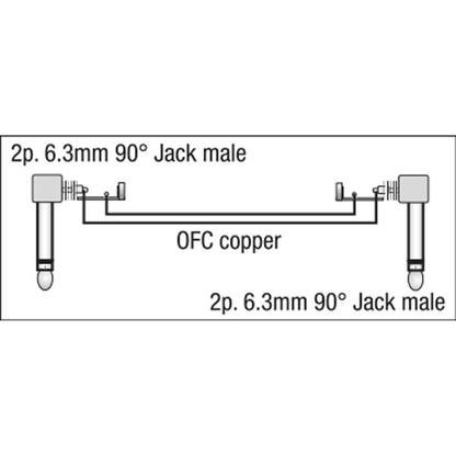 Patchkabel obalanserad 90° till 90°, 6 färger, 30 cm