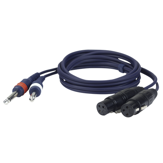 Linjekabel 2 × obalanserad teleplugg mono V/H till 2 × XLR 3-polig hona, 3 m