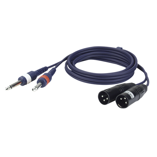 Linjekabel 2 × obalanserad teleplugg mono V/H till 2 × XLR 3-polig hane, 3 m