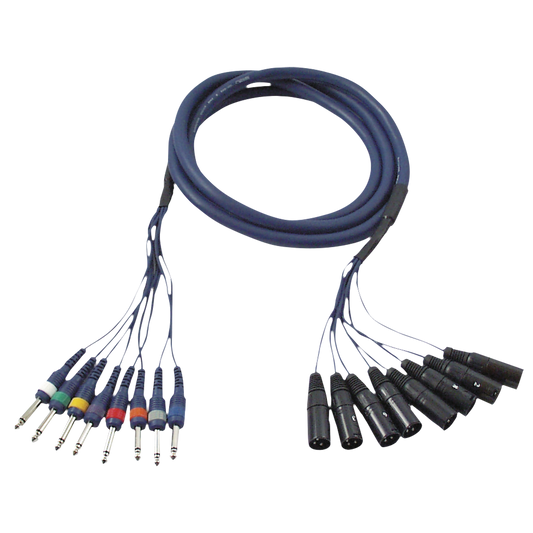 Studiosnake 8 × XLR hane till 8 × teleplugg mono, 3 m