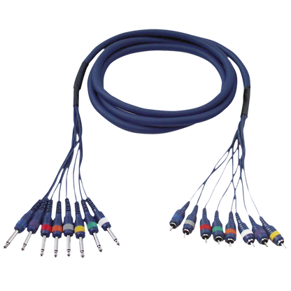 Studiosnake 8 × teleplugg mono till 8 × RCA hane, 3 m