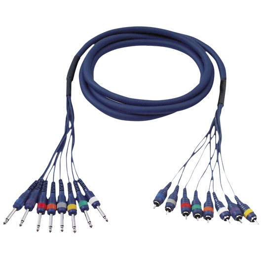 Studiosnake 8 × teleplugg mono till 8 × RCA hane, 6 m