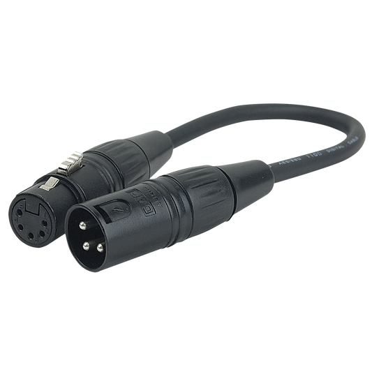 DMX-adapter XLR 3-polig hane till XLR 5-polig hona
