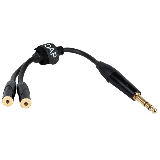 Y-kabel teleplugg stereo till 2 × minitelejack stereo, svart, 0,3 m