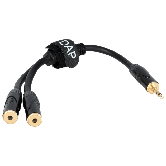 Y-kabel miniteleplugg stereo till 2 × minitelejack stereo, svart, 0,3 m