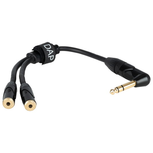 Y-kabel vinklad teleplugg stereo till 2 × minitelejack stereo, svart, 0,3 m