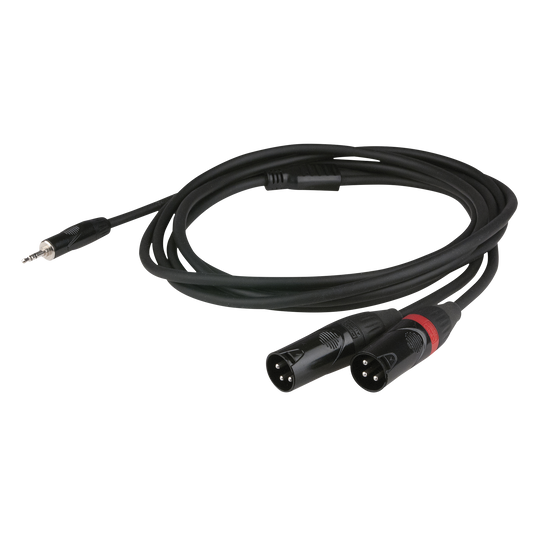 Y-kabel miniteleplugg stereo till 2 × XLR 3-polig hane, försänkt pluggkropp, 3 m