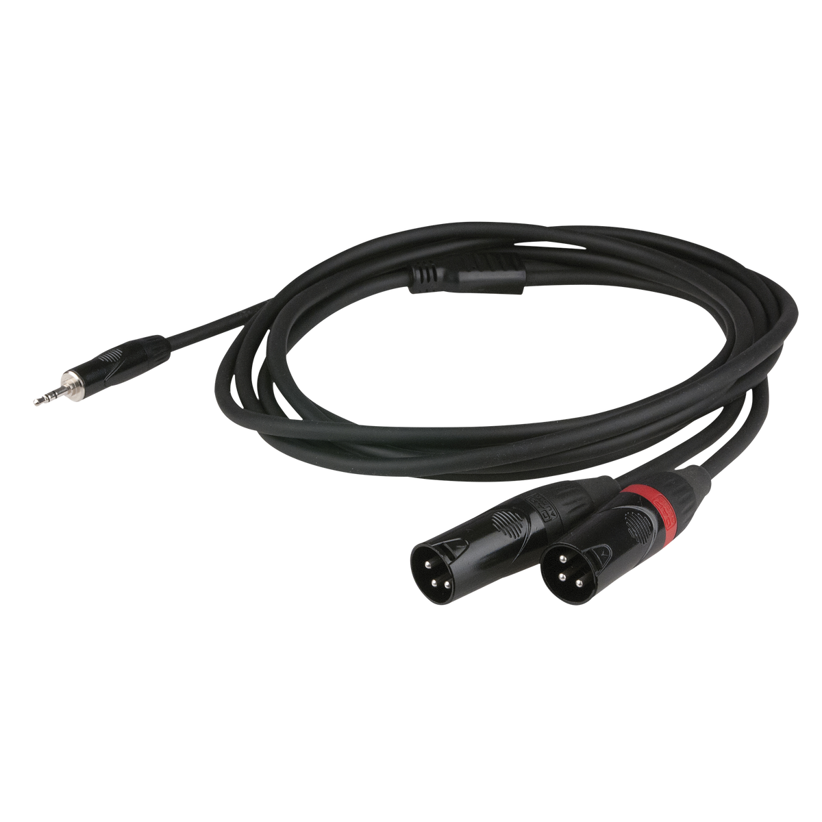 Y-kabel miniteleplugg stereo till 2 × XLR 3-polig hane, försänkt pluggkropp, 6 m