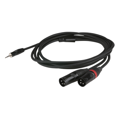 Y-kabel miniteleplugg stereo till 2 × XLR 3-polig hane, försänkt pluggkropp, 6 m