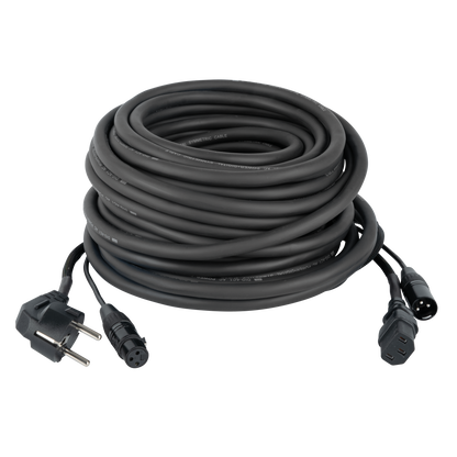 Ström-/ljudkabel Schuko/XLR hona – IEC/XLR hane, svart, 10 m