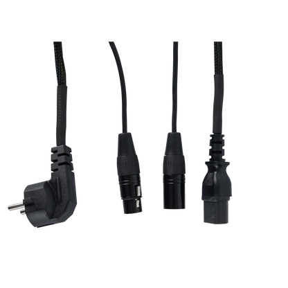 Ström-/ljudkabel Schuko/XLR hona – IEC/XLR hane, svart, 10 m