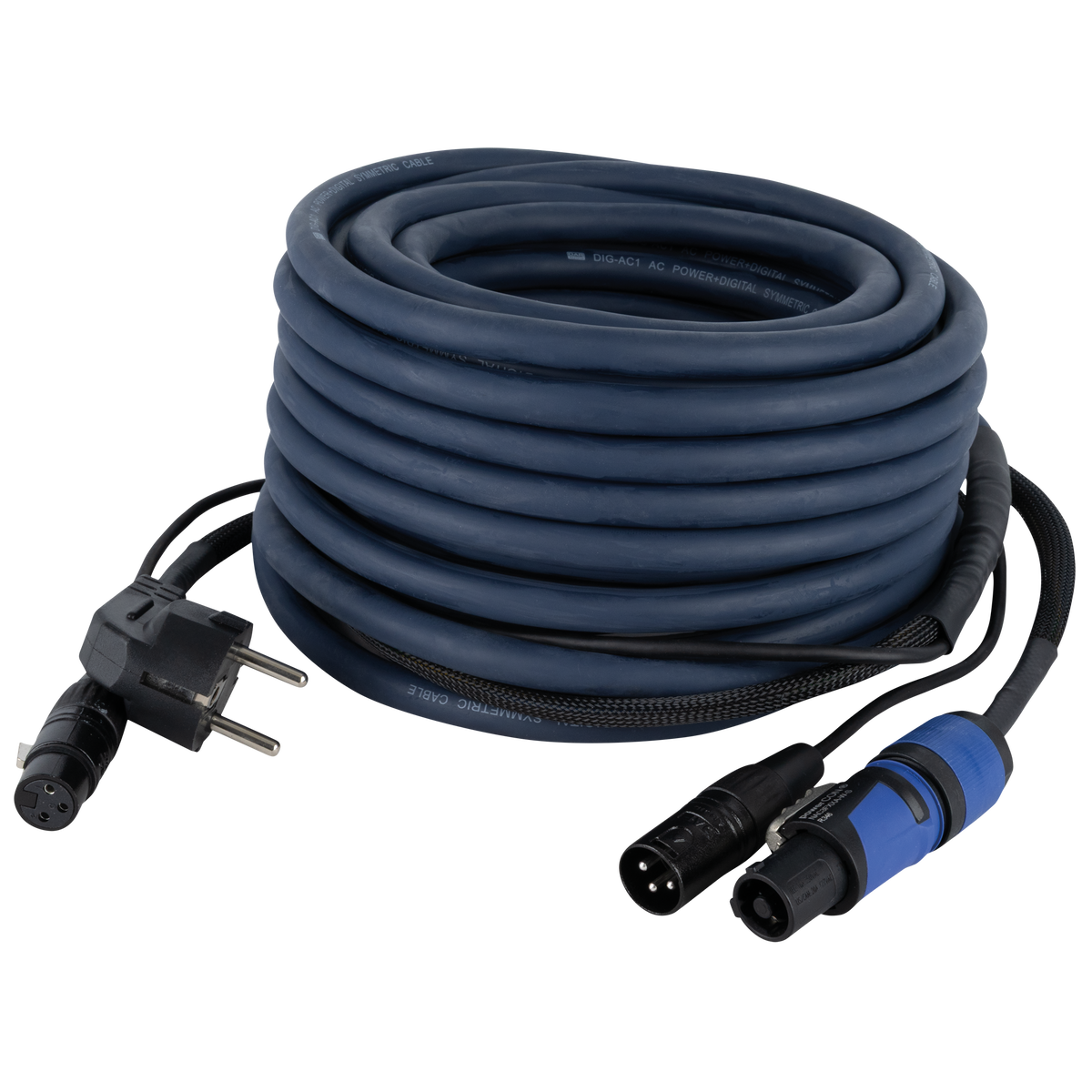 Ström-/ljudkabel Schuko/XLR hona – powerCON/XLR hane, 15 m