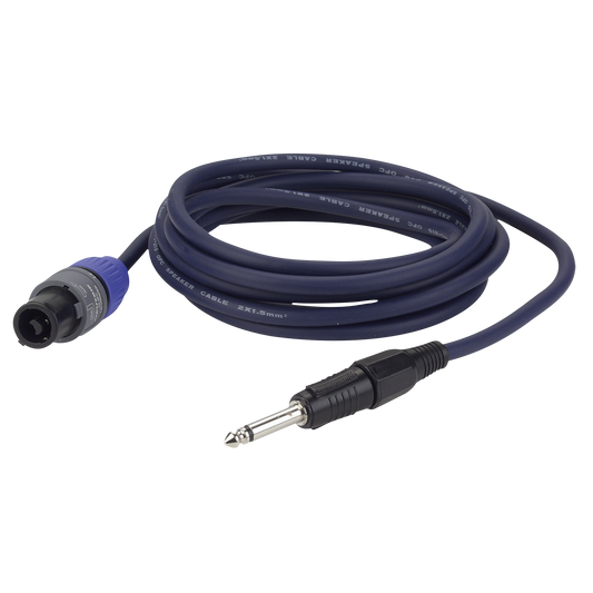 Högtalarkabel teleplugg mono till speakON hane, 2 × 1,5 mm², Neutrik, 20 m