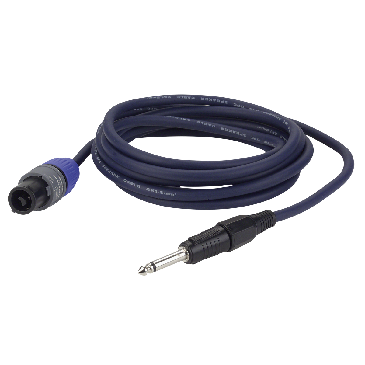 Högtalarkabel teleplugg mono till speakON hane, 2 × 1,5 mm², Neutrik, 6 m