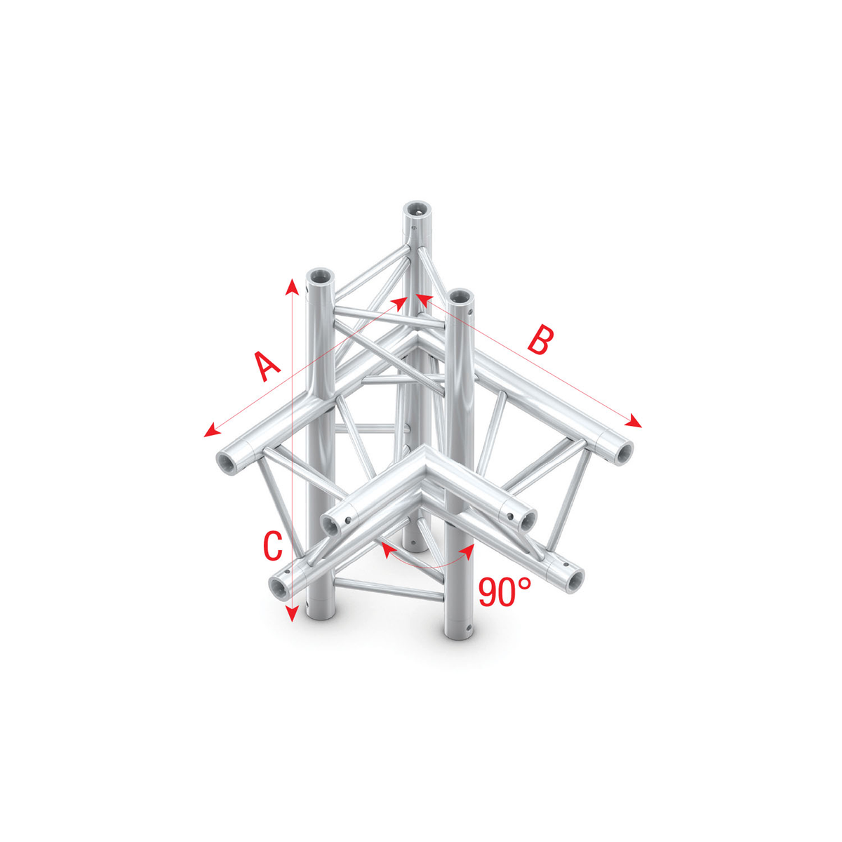 Pro-30 Triangle G-truss, T-kors upp/ned 3-vägs, 74 cm