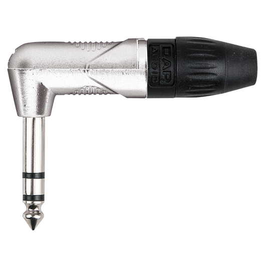 Vinklad teleplugg 6,3 mm X-typ stereo, silver