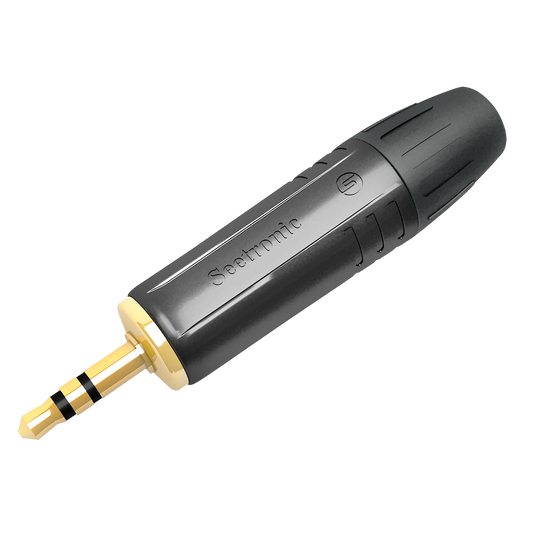 3,5 mm stereoteleplugg, guldkontakter, svart