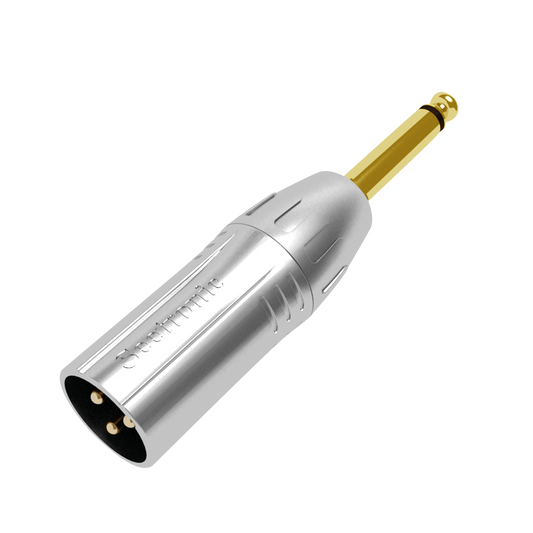 Adapter XLR 3-polig hane till 6,3 mm monoteleplugg hane, guldkontakter