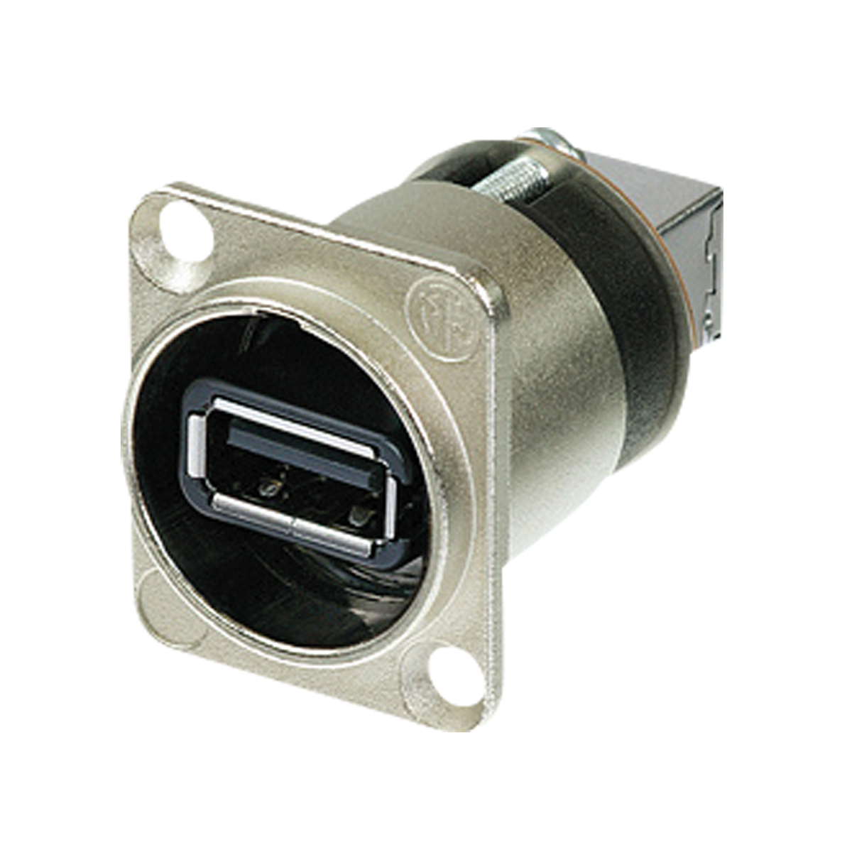 NAUSBW – USB-genomföringsadapter A/B, D-size, förnicklad