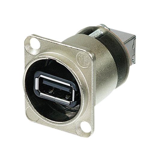 NAUSBW – USB-genomföringsadapter A/B, D-size, förnicklad