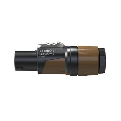 speakON-kabelkontakt 2-polig, kabel 6–12 mm, svart/brun