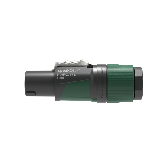 speakON-kabelkontakt 4-polig, kabel 10–16 mm, svart/grön