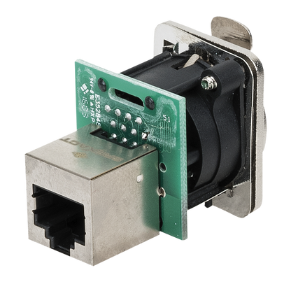 RJ45-genomföringschassi i D-storlek med metallfläns och säker spärr, nickel, CAT5E