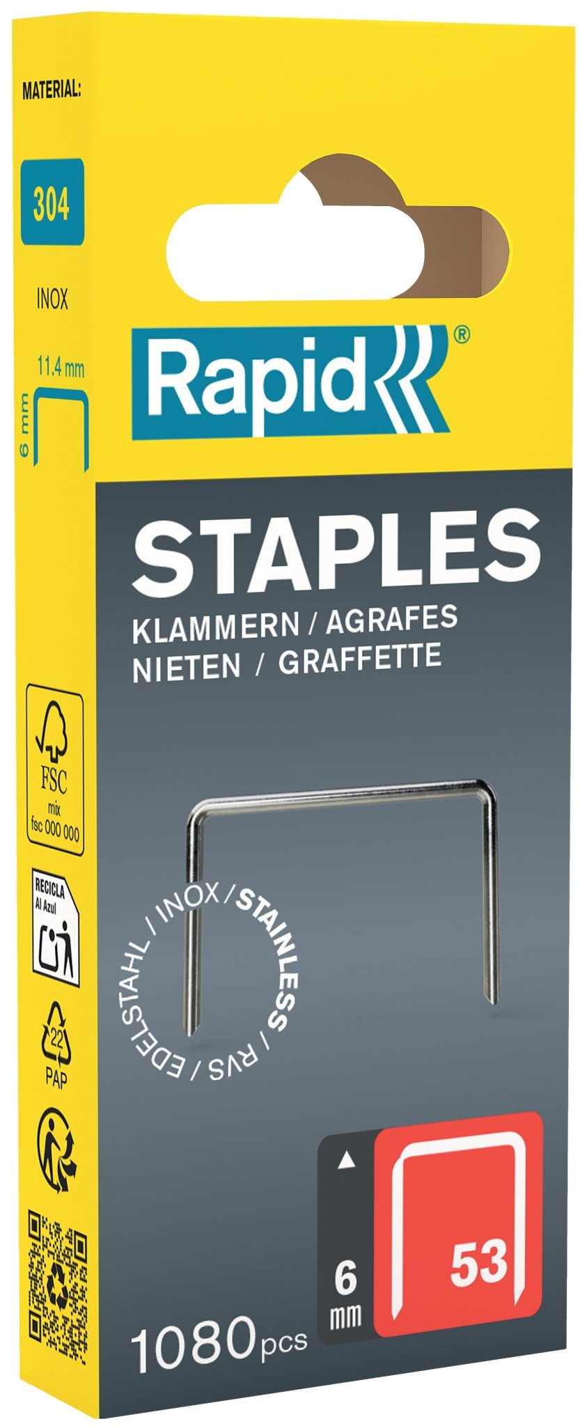Rapid häftklammer typ 53 – 6 mm