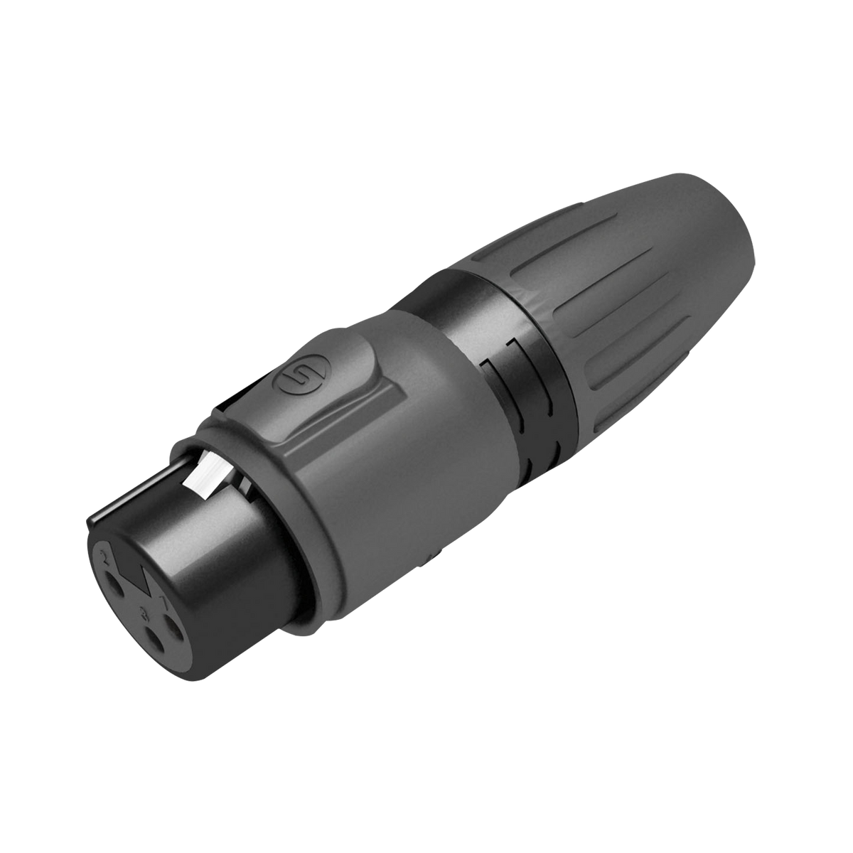 XLR-kabelkontakt hona 3-polig, IP65, svart hus