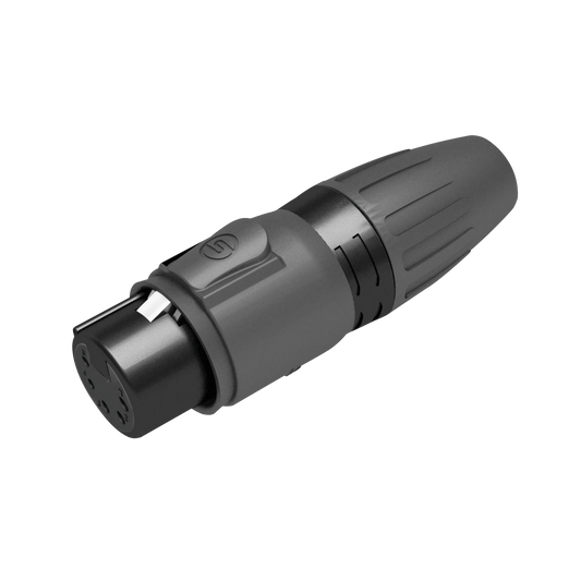 XLR-kabelkontakt hona 5-polig, IP65, svart hus