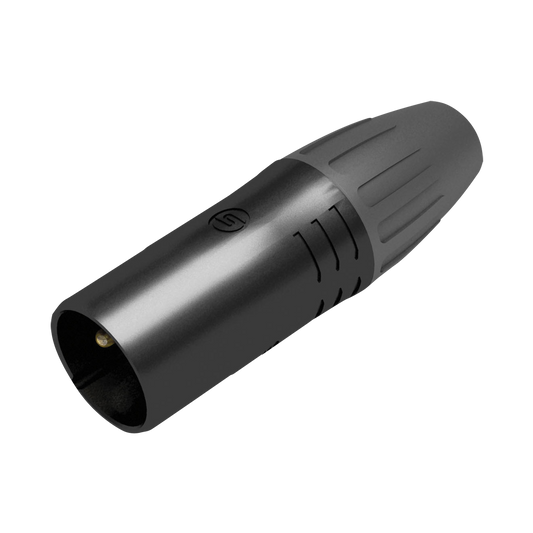 XLR-kabelkontakt hane 3-polig, IP65, svart hus