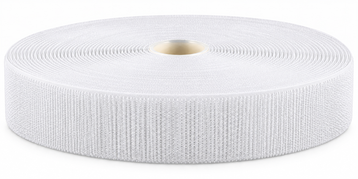 Kardborreband självhäftande – Hakband (kroksida), Vit, 30 mm