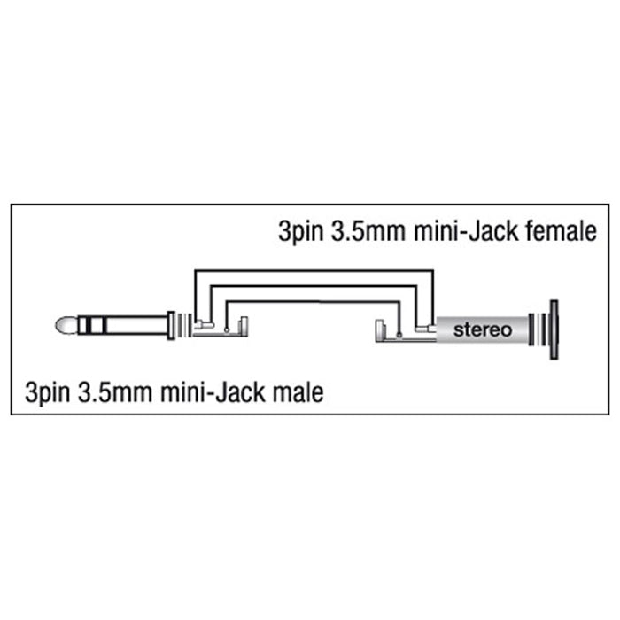 Adapter miniteleplugg stereo till minitelejack, 90°