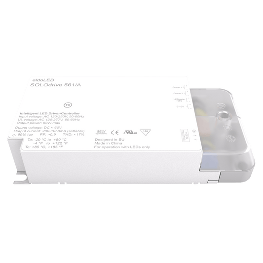 SOLOdrive AC 50 W dimbar LED-drivare med konstant ström, 0–10 V, 2 utgångar