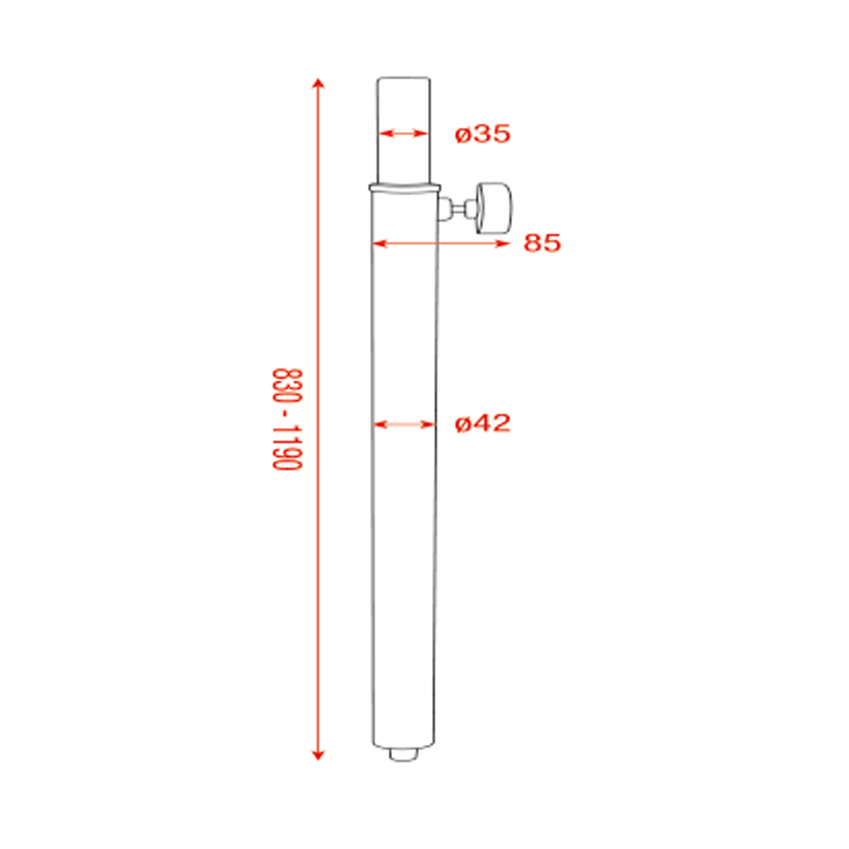 Mammoth distansrör 90–128 cm, M20, max 50 kg