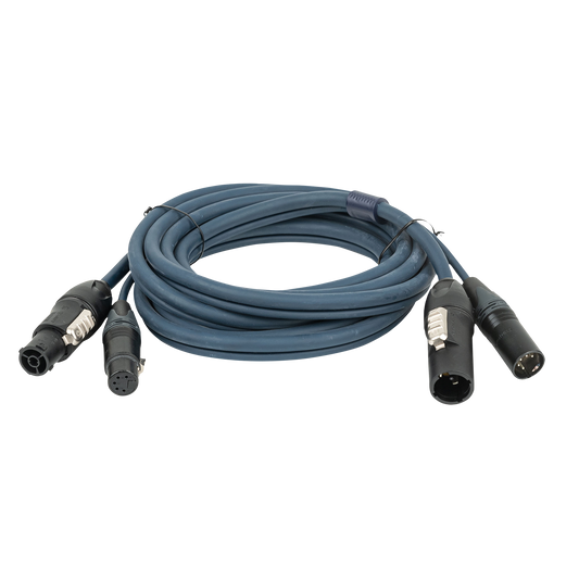 Hybridkabel powerCON TRUE1 och XLR 5-polig, DMX/ström, 15 m