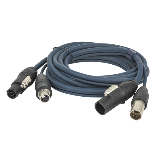 Hybridkabel powerCON TRUE1 och XLR 5-polig, IP65, DMX/ström, 1,5 m