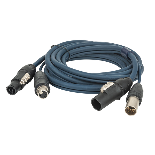 Hybridkabel powerCON TRUE1 och XLR 5-polig, IP65, DMX/ström, 15 m