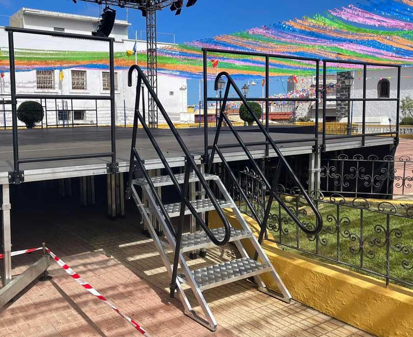 Justerbar vikbar aluminiumtrappa ECP med ledstänger