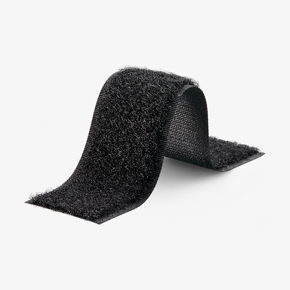 Kardborreband självhäftande – Luddband (öglesida), Svart, 20 mm