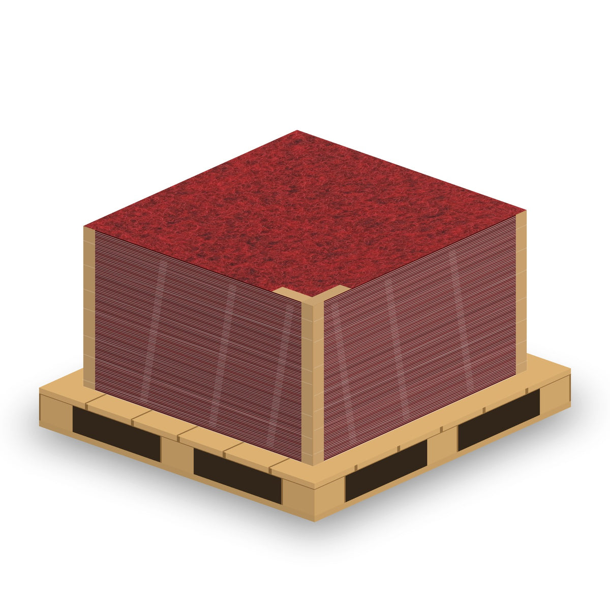 Illustration: pall med 100 plattor Expoquadra Ruby Red